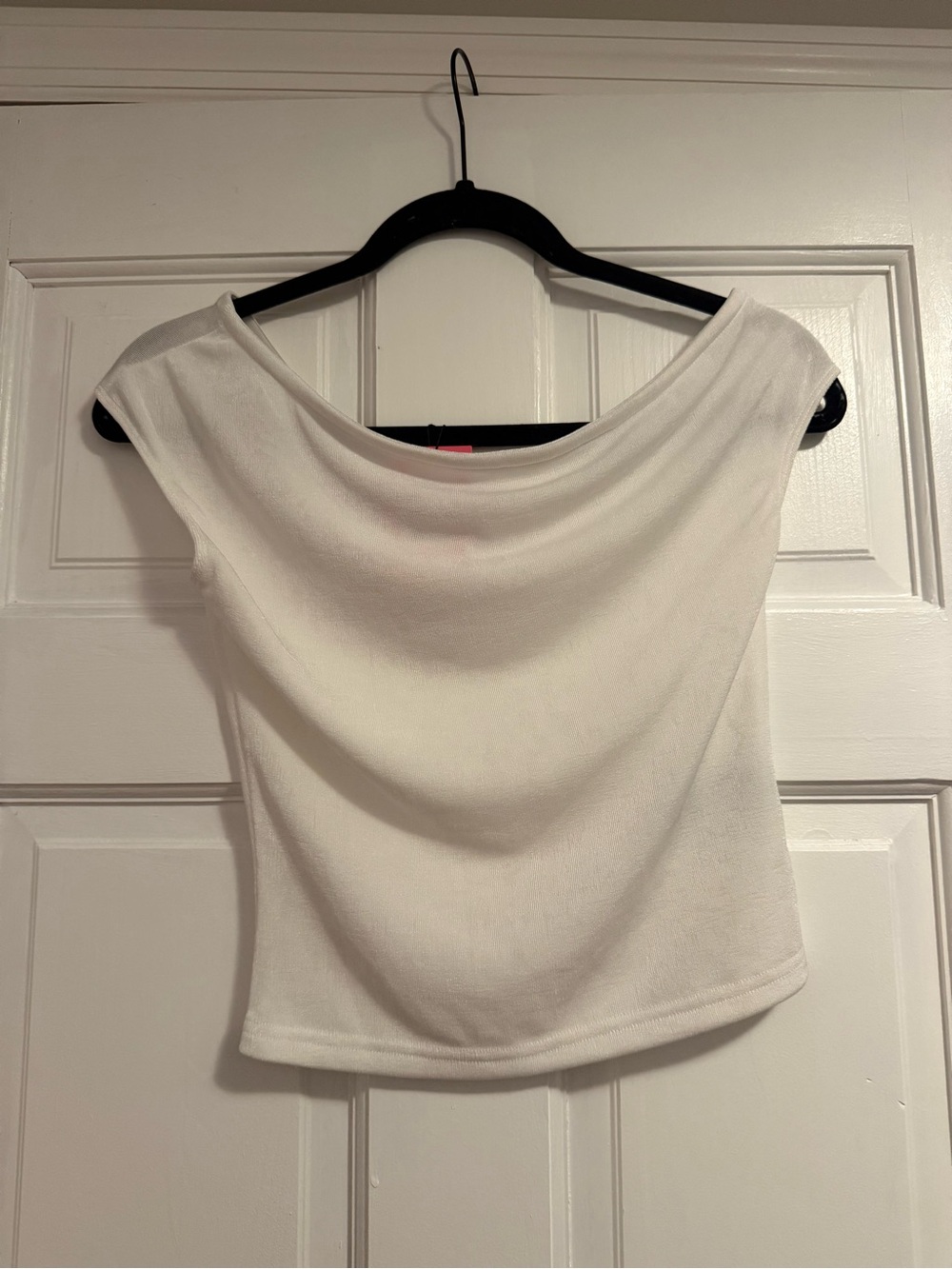 Edikted White Drape Neck Cap Sleeve Top